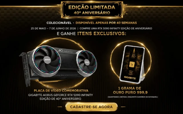 5 GRAMAS DE ORO POR UM GPU: Gigabyte RTX 5090 AORUS Infinity é um presente de sonho!